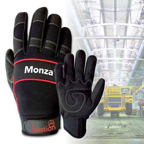 MONZA BLACK MECHANICS GLOVES - SYNTHETIC LEATHER