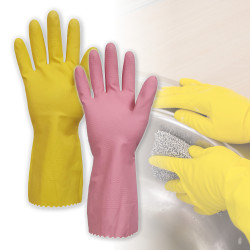 FLOCKLINED RUBBER GLOVES - PINK