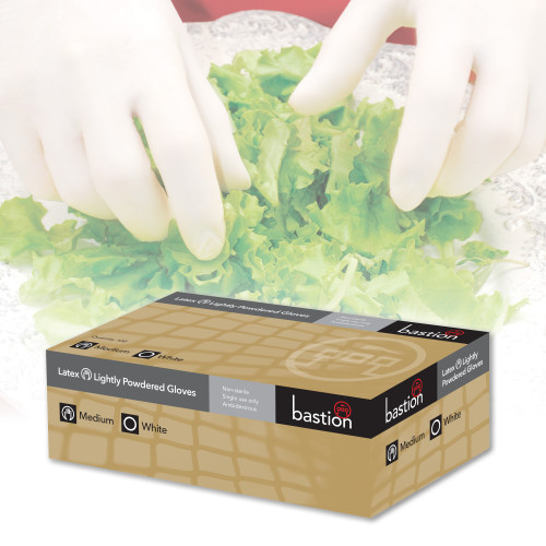 LATEX GLOVES - LIGHTLY POWDERED - WHITE - SMOOTH