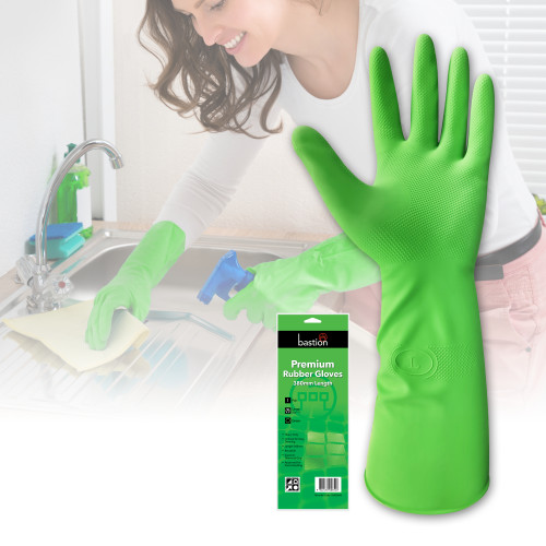 PREMIUM RUBBER GLOVES GREEN 380MM