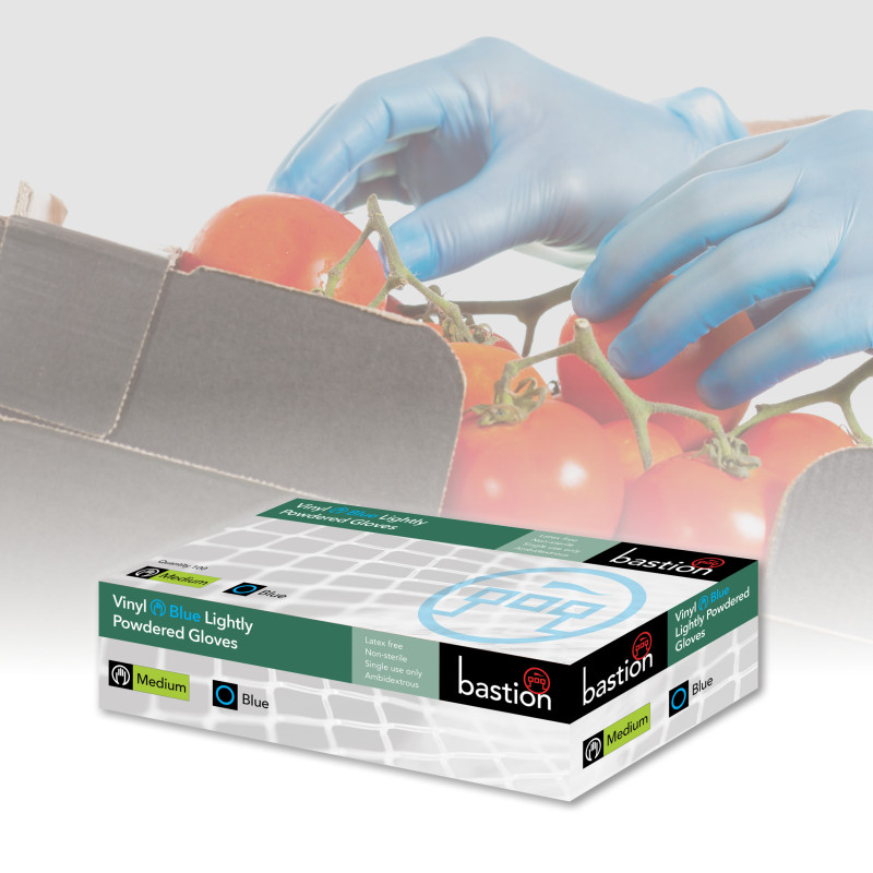 VINYL GLOVES - LIGHTLY POWDERED - BLUE