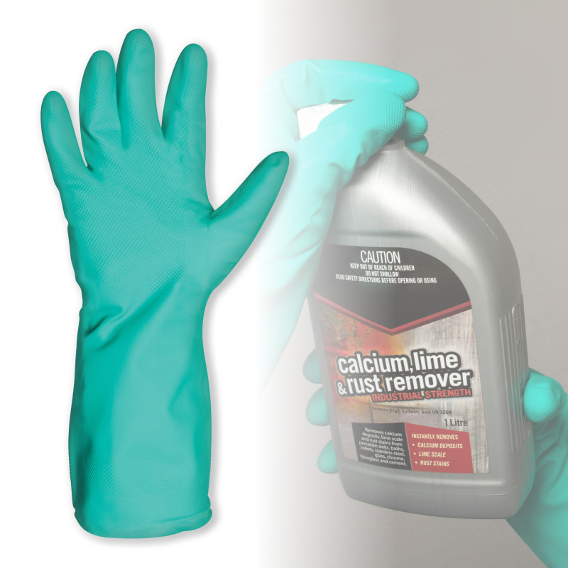 NITRILE 330 GLOVES - GREEN - SOLVENT RESISTANT - FLOCKLINED