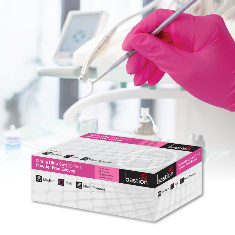 NITRILE ULTRA SOFT PINK GLOVES - POWDER FREE - FINGER MICRO TEXTURED