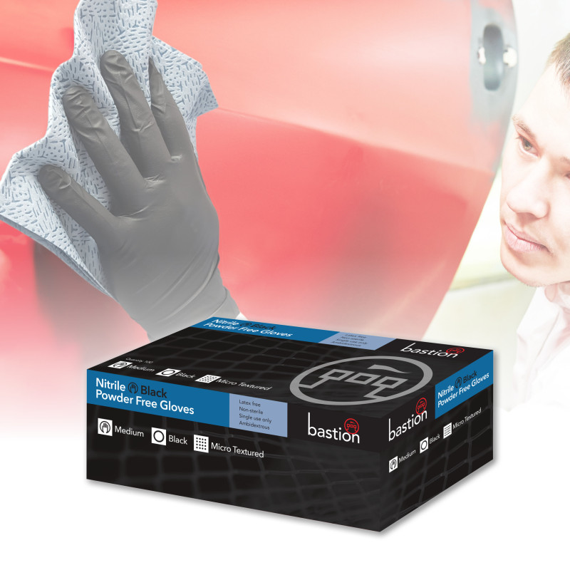 NITRILE BLACK GLOVES - POWDER FREE - MICRO TEXTURED