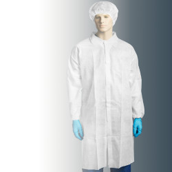 POLYPROPYLENE LABCOAT - NO POCKET - WHITE