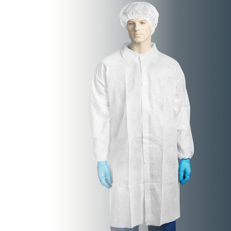 POLYPROPYLENE LABCOAT - NO POCKET - WHITE