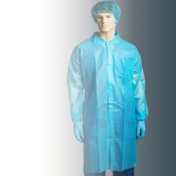 POLYPROPYLENE LABCOAT - NO POCKET - BLUE