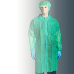 POLYPROPYLENE LABCOAT - NO POCKET - GREEN