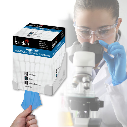 PROGENICS NITRILE ULTRA SOFT BLUE GLOVES - POWDER FREE