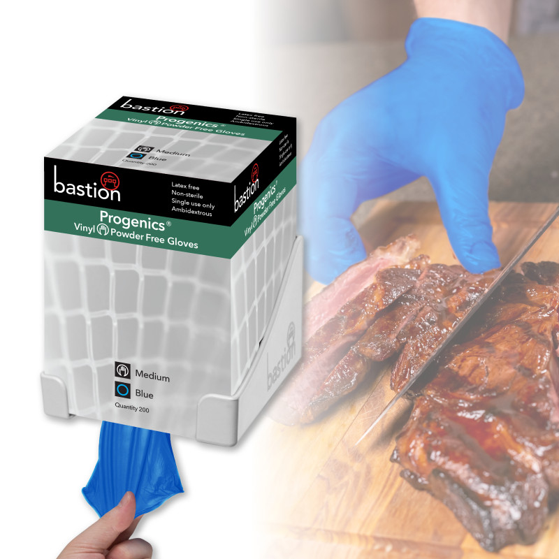 PROGENICS VINYL BLUE GLOVES - POWDER FREE