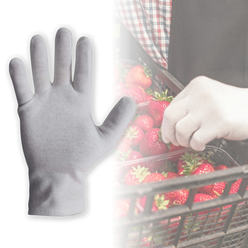 COTTON INTERLOCK GLOVES - HEMMED CUFF