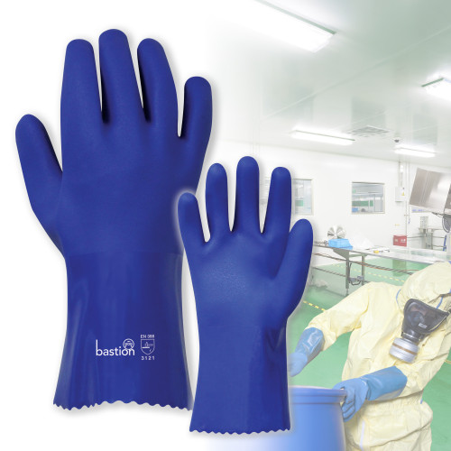 PVC 300MM - BLUE - DOUBLE DIPPED GLOVES