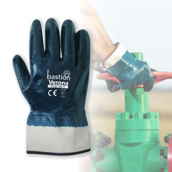 VERONA BLUE NITRILE FULLY DIPPED JERSEY COTTON GLOVES - SAFETY CUFF