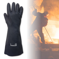 SALERNO BLACK NEOPRENE 380mm - HEAT RESISTANT - COTTON LINED GLOVES