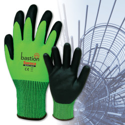 SOROCA CUT 5 HIGH VIZ GREEN HPPE GLOVES - BLACK MICRO FOAM NITRILE PALM COATING