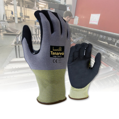 TANARVO CUT F GREY/YELLOW GLOVES - BLACK MICRO FOAM FLEX NITRILE COATING